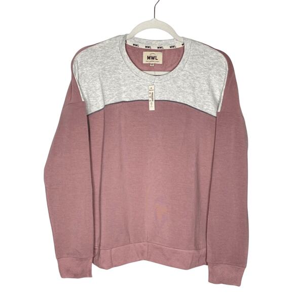 Madewell MWL Superbrushed Colorblock Easygoing Sweatshirt Crewneck Size XS Pink - Picture 1 of 8